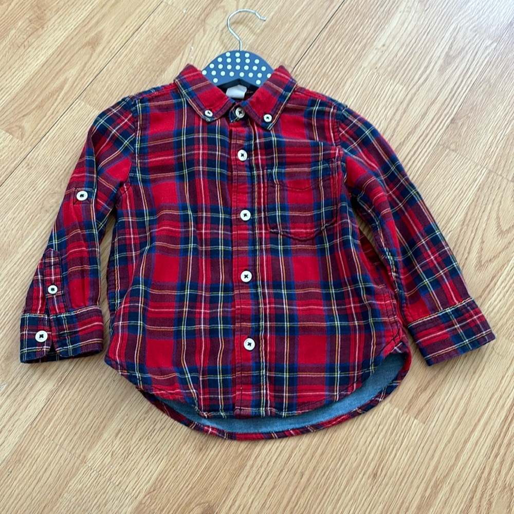 Gap toddler festive holiday plaid button down